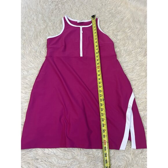 SAGE COLLECTIVE Hot Pink 1/4 Zip Tennis Athletic Tank Mini Dress Size XL Sporty - Picture 4 of 11